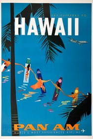 Original Vintage Pan Am Hawaii 1950's Poster by Aaron Fine
