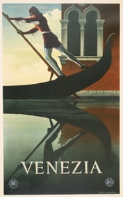 Cassandre Original Vintage Poster 1951 for Venezia Gondolier