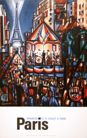 Original Paris Bastille Day Celebration Poster by Gromaire C1956