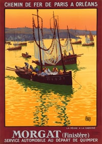 Original Vintage Travel Poster Morgat by Alo 1925