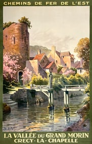 Original Vintage French Travel Poster La Vallee du Grand Morin Crecy - La Chapelle by Charles Halle