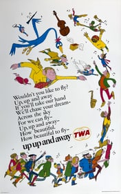 Original Vintage TWA Up Up and Away Song Poster C1960