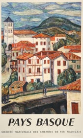 Original Vintage Travel Poster Pays Basque by Durel 1964 SNCF