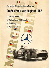 Original Vintage Mercedes Benz Groben Preis von England 1955 English Grand Prix by Anton Stankowski