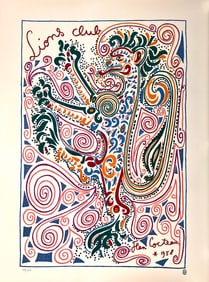 Original Limited Edition Lions Club Print by Jean Cocteau 1958