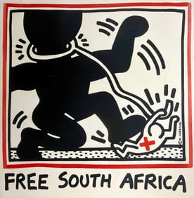Original Vintage Poster by Keith Haring Free South Africa 1985