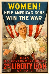 Original Vintage WWI Liberty Loan Poster Women Help America's Sons Win the War 1917 Porteous