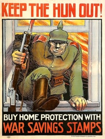 Original Vintage WWI War Savings Stamps Poster Keep the Hun Out by William Ireland
