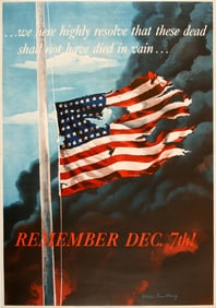 Original 1942 WWll Poster by Saalberg - Remember December 7th - Medium