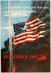 Original 1942 WWll Poster by Aaron Saalberg - Remember December 7th - Large