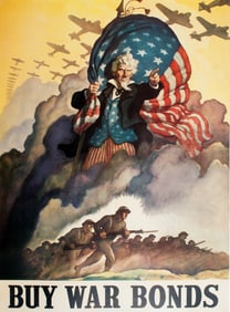Original Vintage WWII Poster Uncle Sam Buy War Bonds NC Wyeth 1942 - Extra Large and Rare