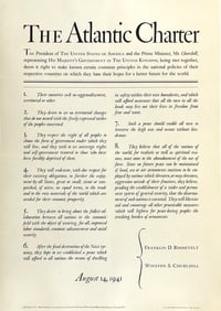 Original Vintage WWII Atlantic Charter Poster Roosevelt Churchill 1941