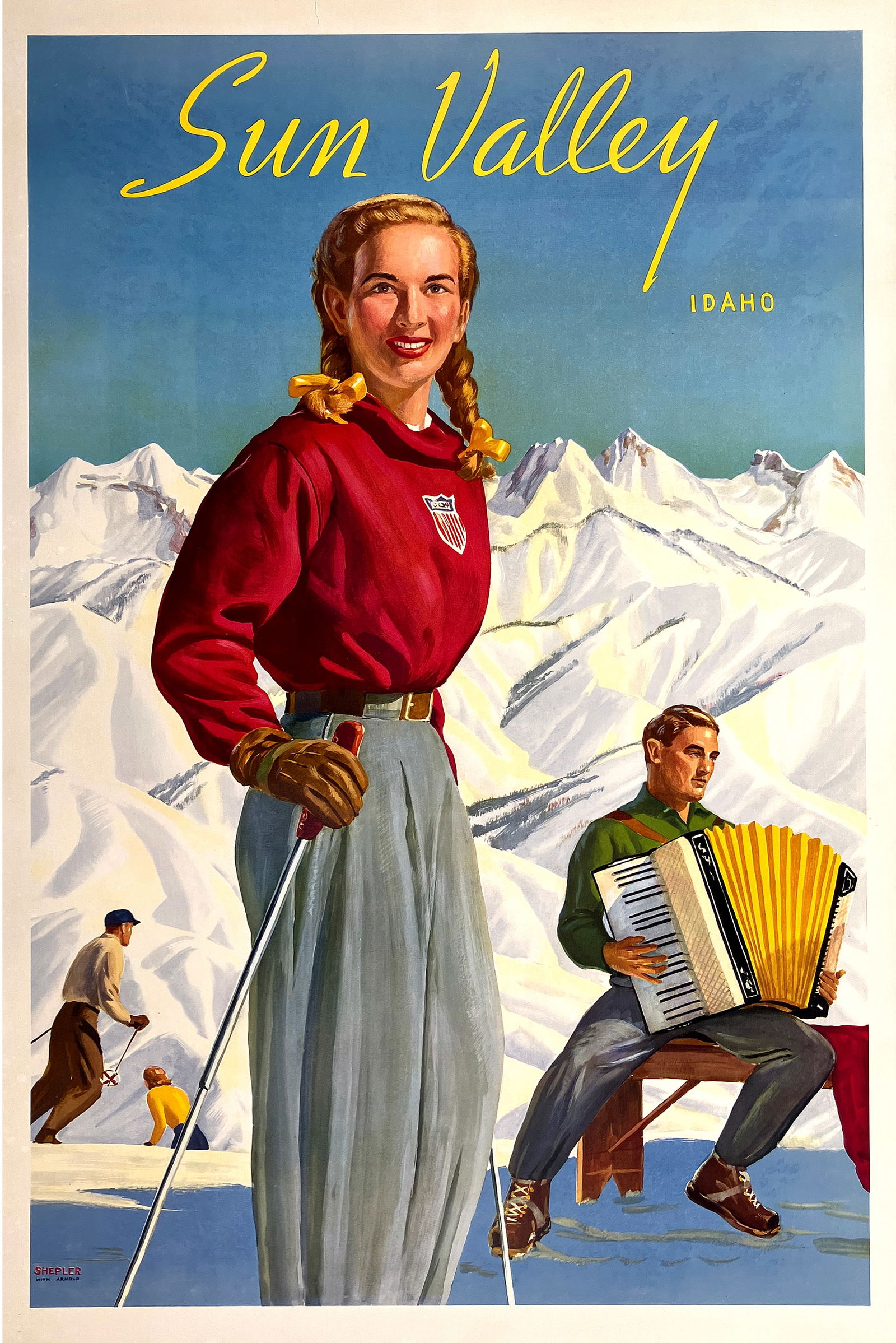 Original Vintage Sun Valley Ski Poster by Dwight Clark Shepler C1948 (1 of 1)
