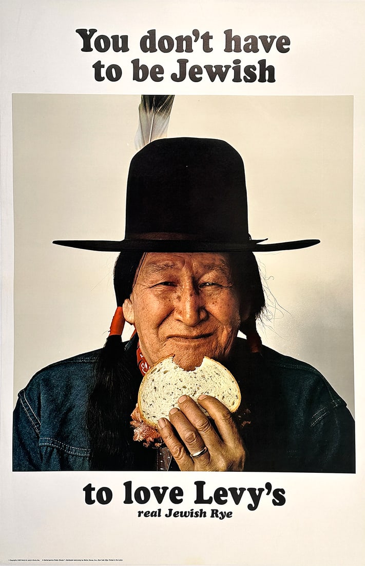 Original Vintage You Don't Have to be Jewish to Love Levy's Bread Poster 1967 - Native American (1 of 1)