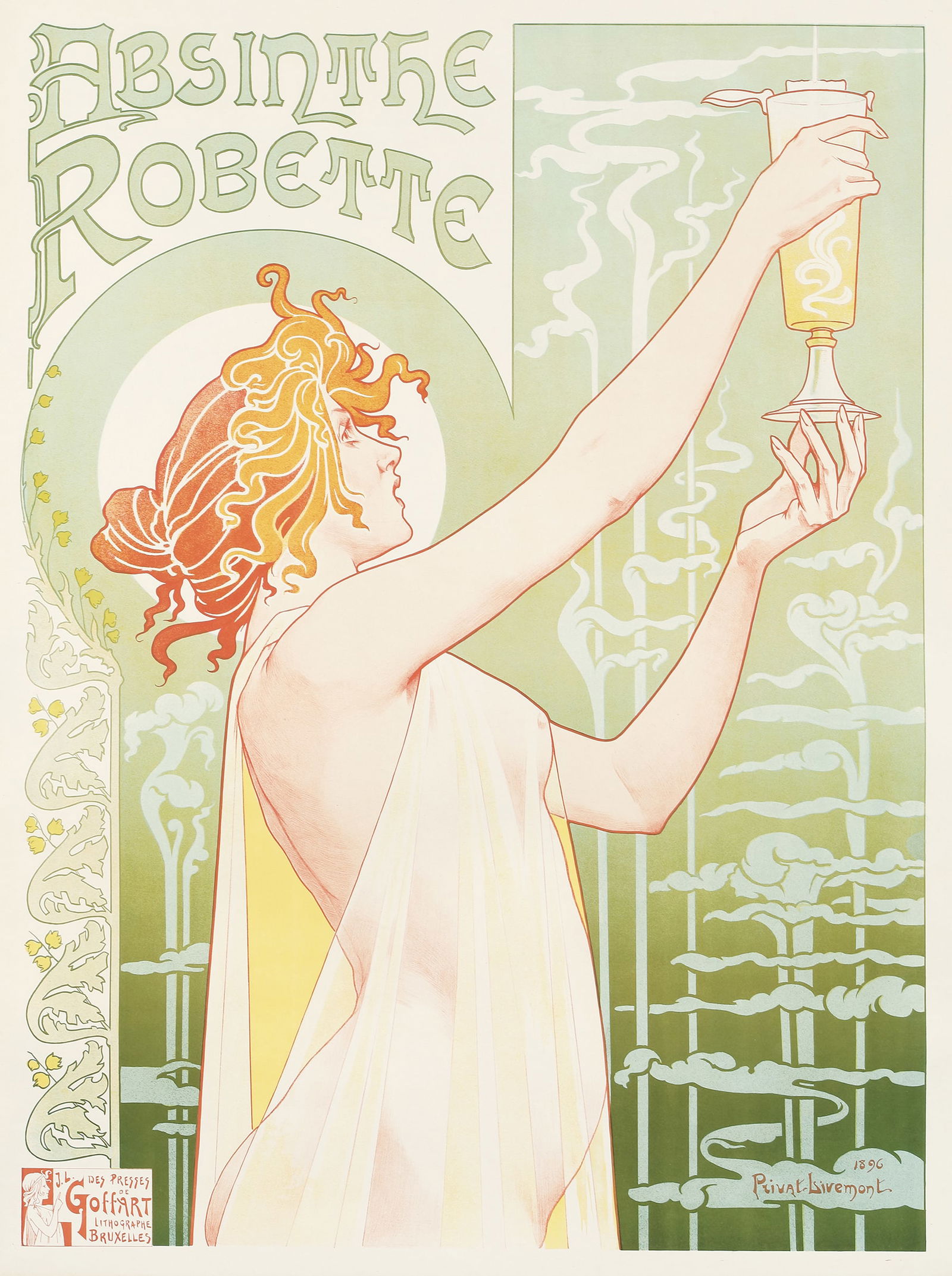 Original Rare Absinthe Robette Poster by Henri Privat-Livemont 1896 Art Nouveau (1 of 1)