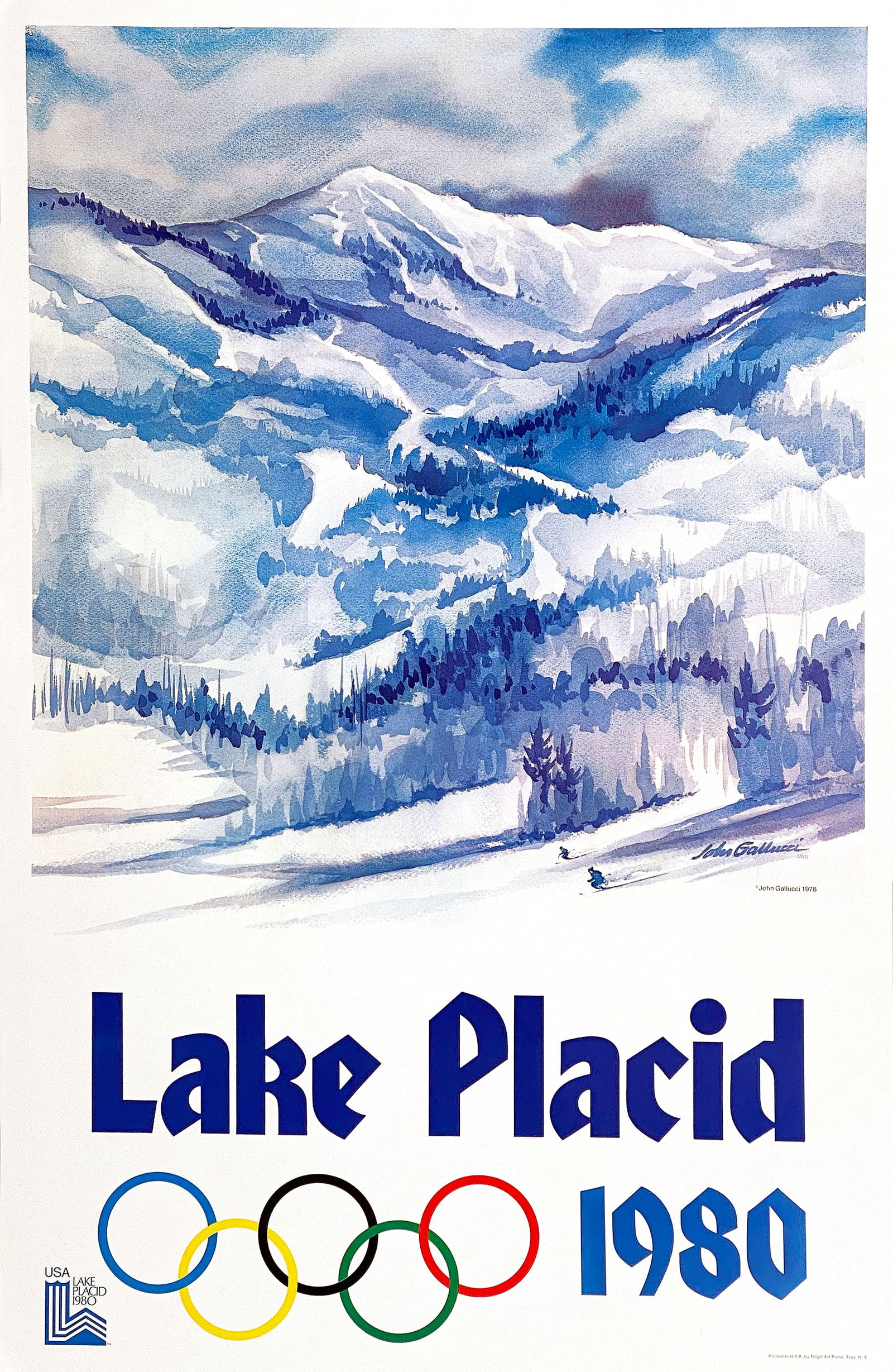 Original Vintage Lake Placid Winter Olympics 1980 Rings Poster by John Gallucci (1 of 1)