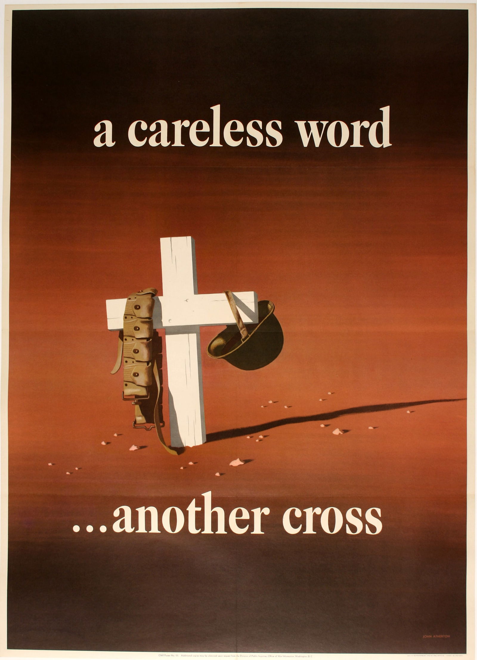 A Careless Word - Another Cross Original Poster WWII by John Atherton c1943 (1 of 1)