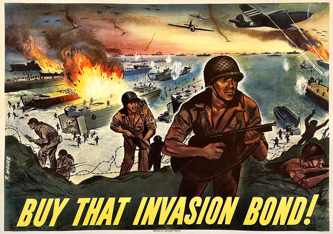 Original Vintage WWII Poster Buy That Invasion Bond by R Moore 1944 Medium (1 of 1)