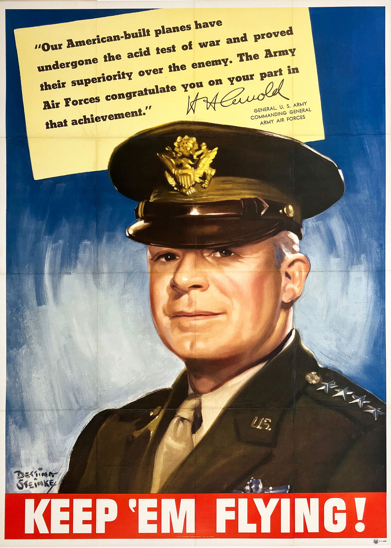 Original VIntage World War II Poster Keep 'Em Flying with General Hap Arnold by Bettina Steinke (1 of 1)