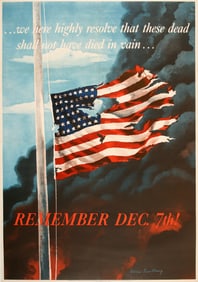 Original Vintage WWII Poster Remember Dec. 7th Pearl Harbor 1942