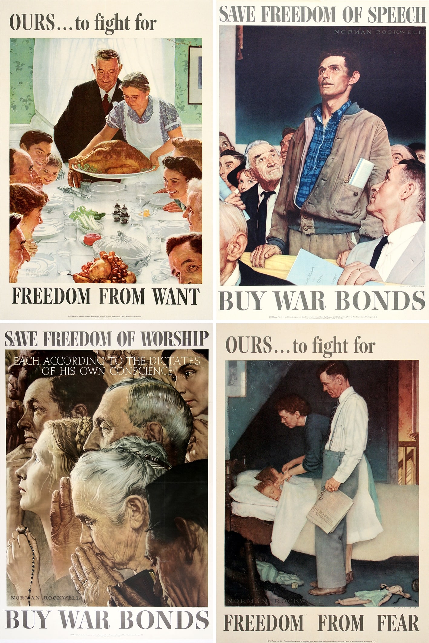 Original Vintage WWII Four Freedoms Set of 4 (1 of 1)
