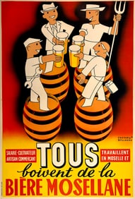 Original Vintage Biere Mosellane Poster by Bollaert French Beer