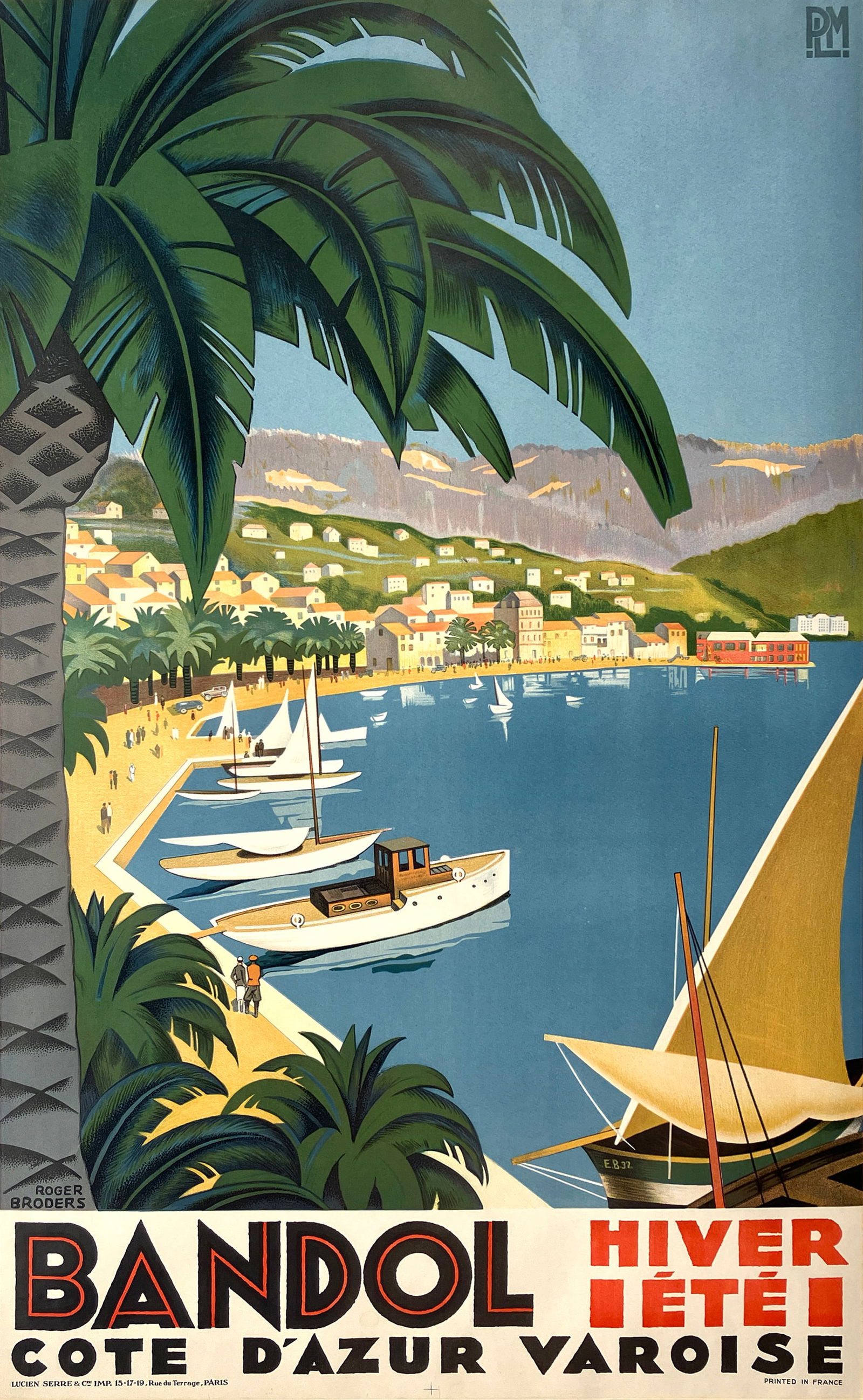 Original Vintage Roger Broders Poster - Bandol PLM 1932 (1 of 1)