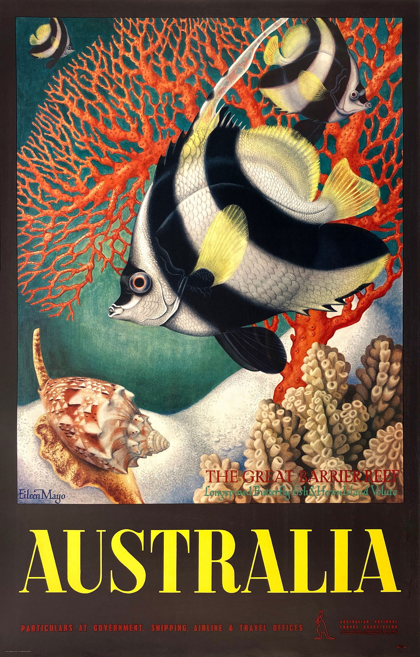 Original Vintage Poster for Australia - The Great Barrier Reef by Eileen Mayo C1955. (1 of 3)