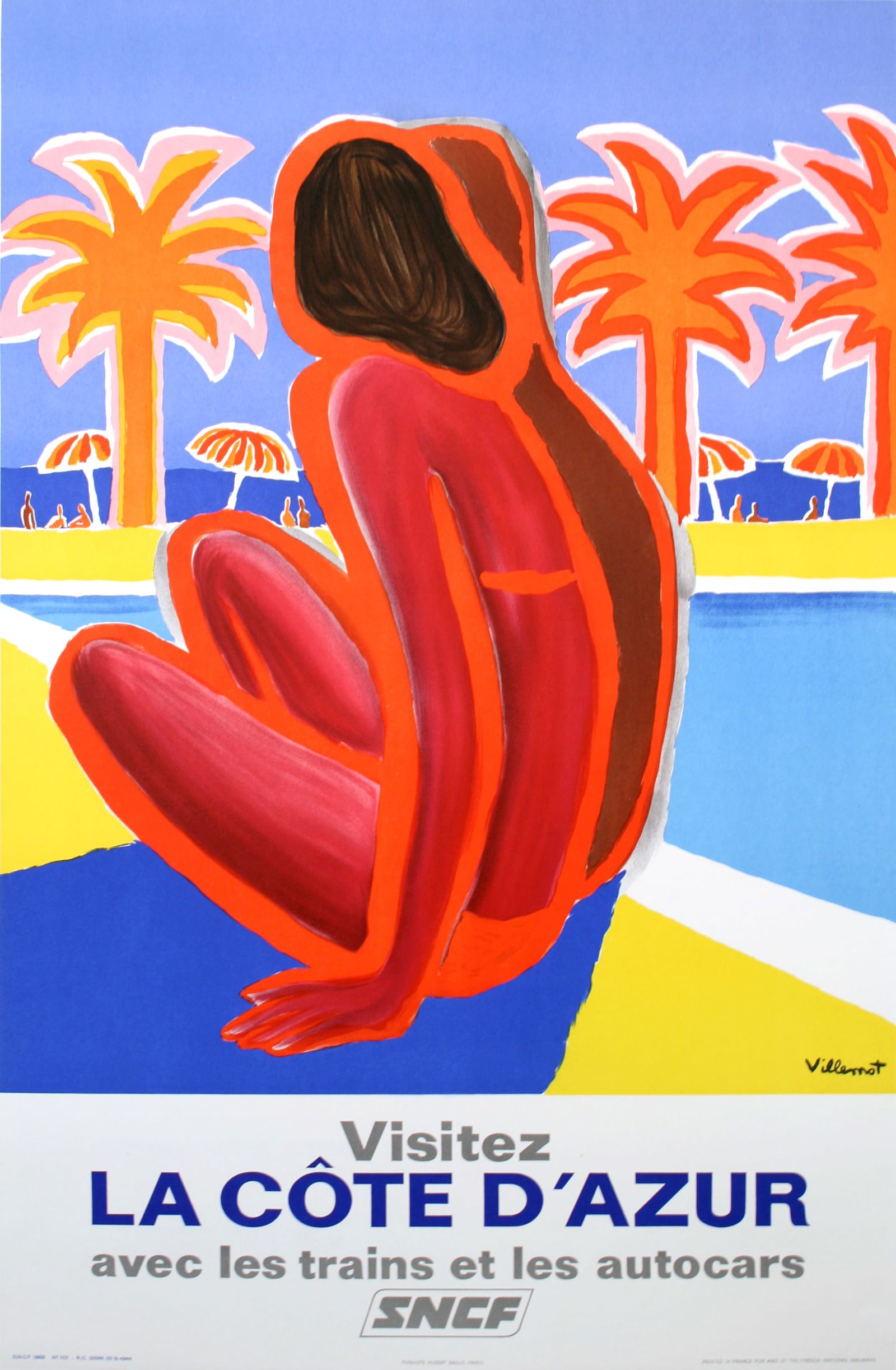 Visitez La Cote D'Azur Original Vintage Poster by Bernard Villemot 1968 (1 of 1)