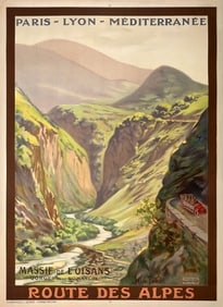 Original Vintage Poster Route des Alpes by Rene' Pean