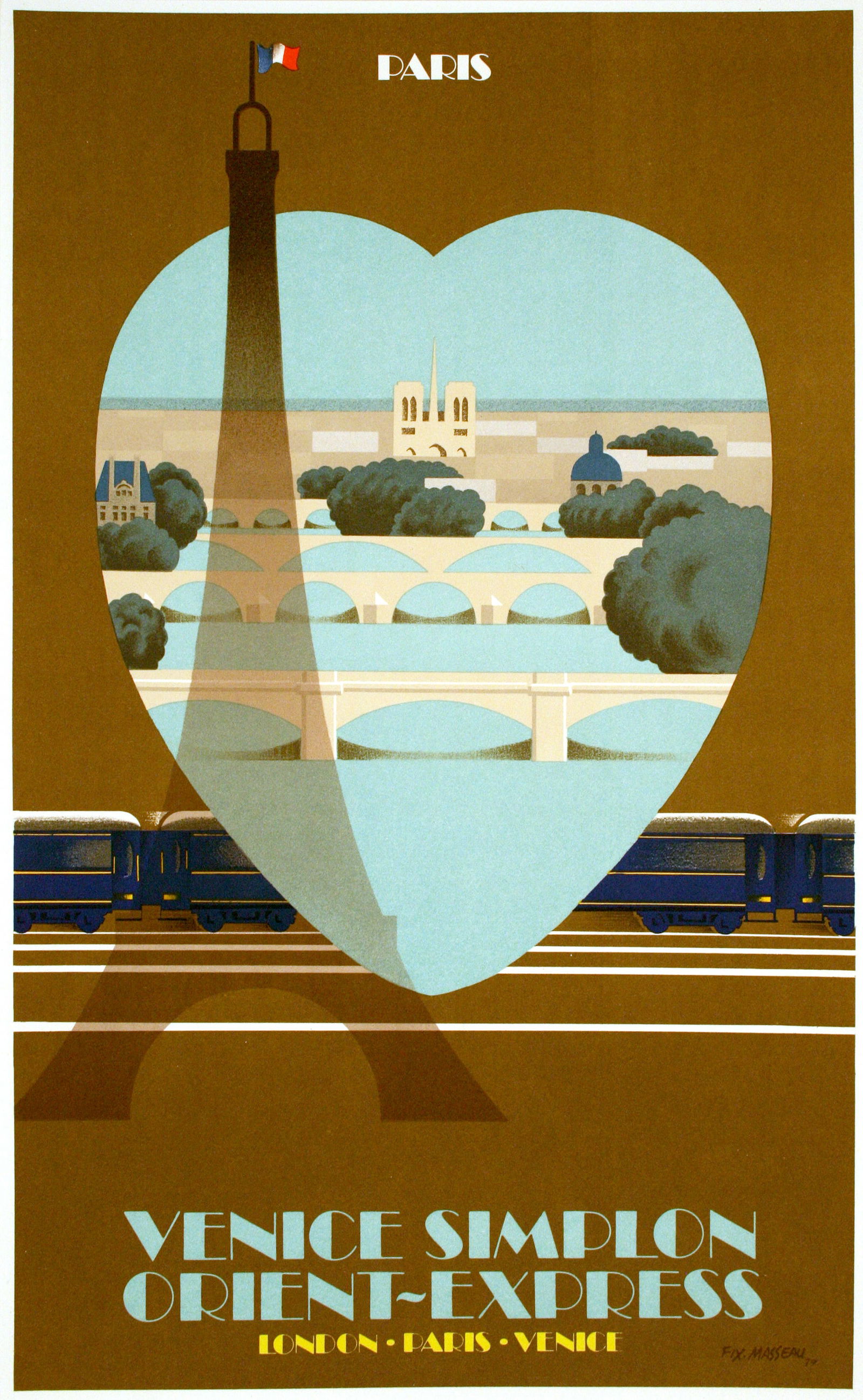 Original Vintage Poster for Venice Simplon Orient Express by Fix Masseau 1982 - Paris (1 of 1)