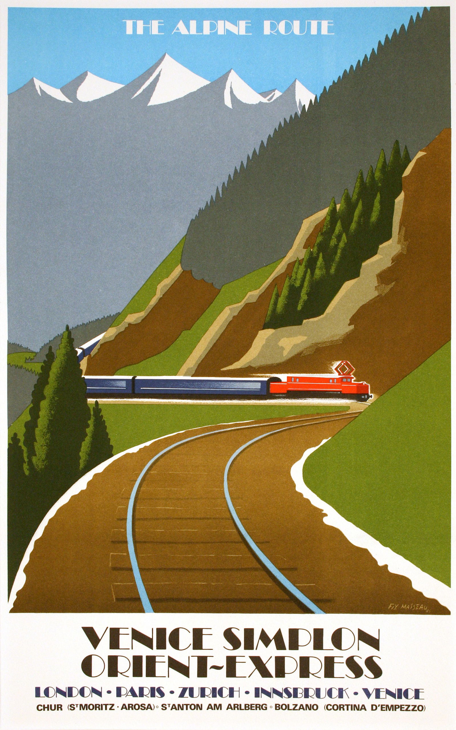 Original Vintage Poster for the Venice Simplon Orient Express 1982 - The Alpine Route (1 of 1)