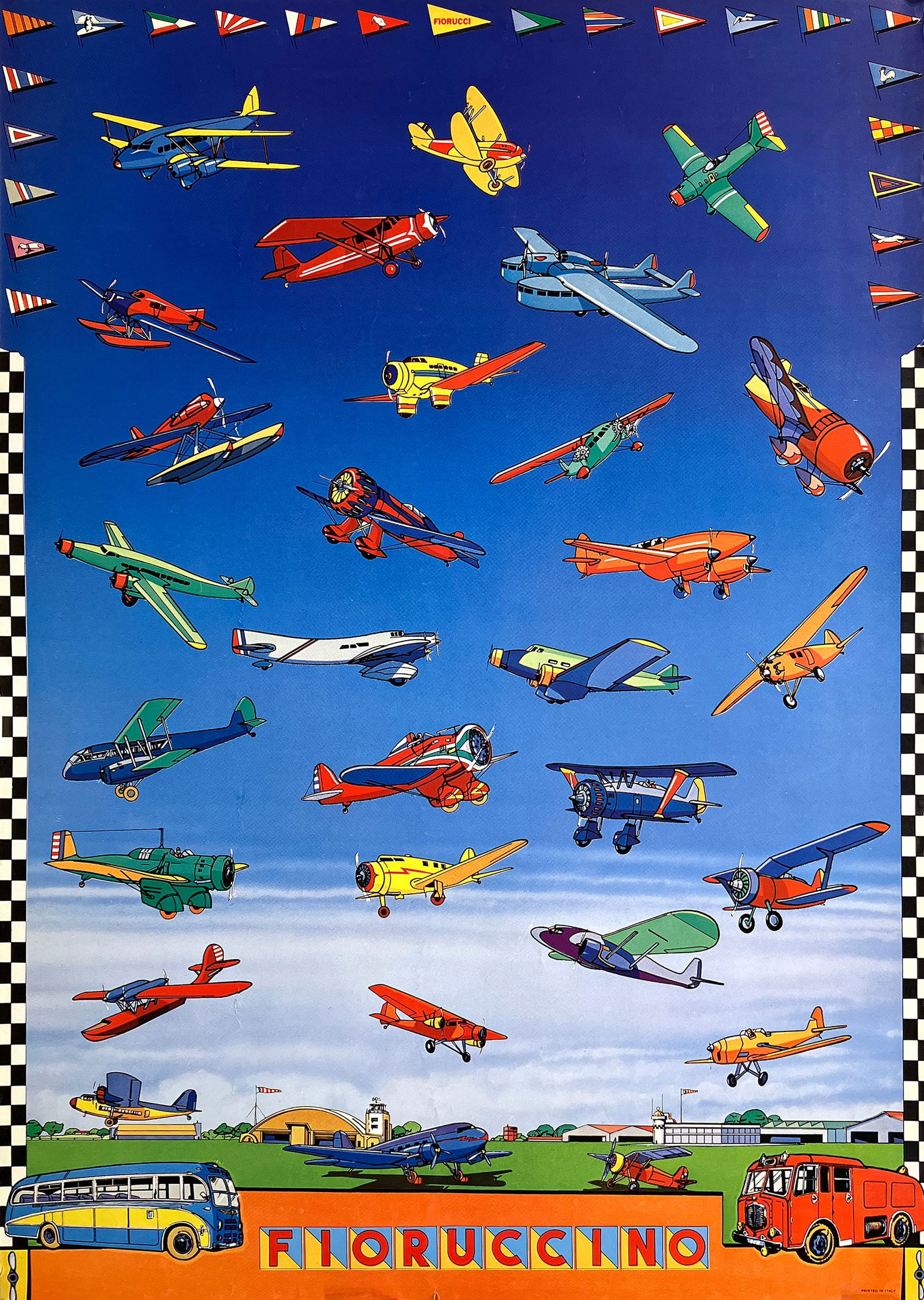 Original Vintage Fiorucci - Fioruuccino Airplanes Poster c1975 (1 of 1)