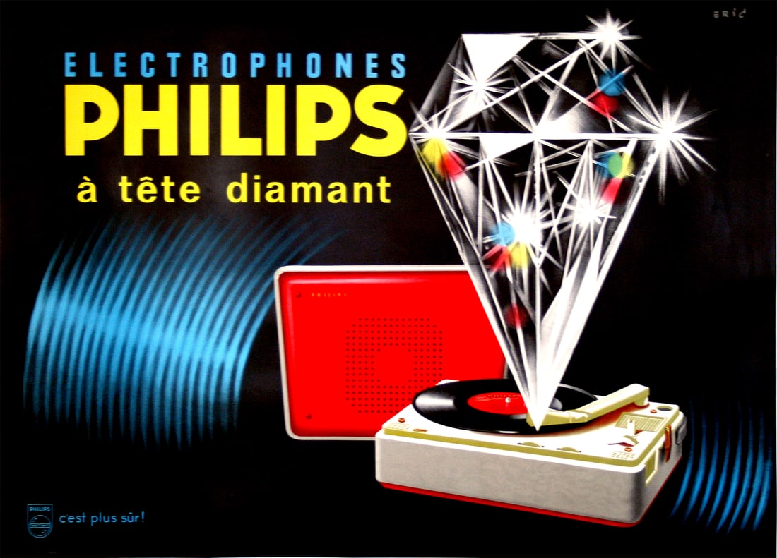 Philips Original Vintage Poster by Eric c1960 - Black with Large Diamond (1 of 1)