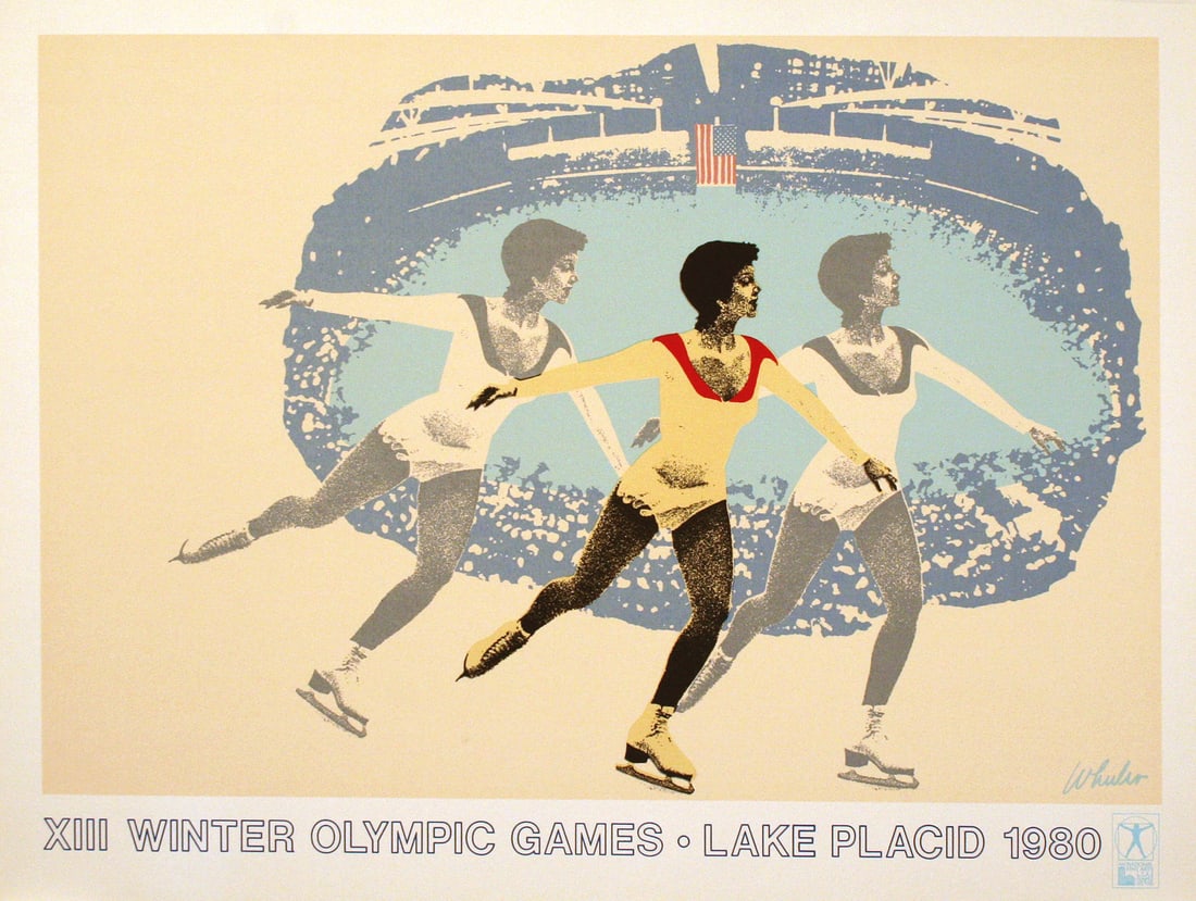 Lake Placid Winter Olympics 1980 Figure Skater - Linda Frattiano Original Vintage Poster (1 of 1)