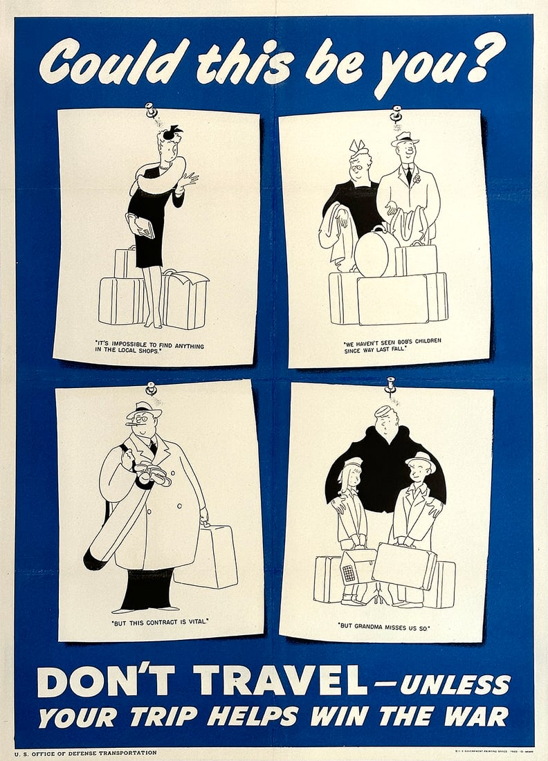 Don't Travel - Could This Be You? Original Vintage WWII Poster 1945 (1 of 1)