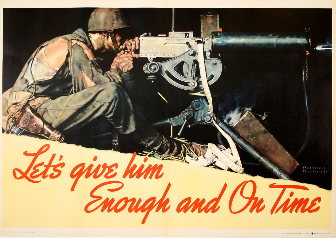 Original Norman Rockwell Vintage WWII Poster Let's Give Him Enough And On Time 1942 (1 of 1)