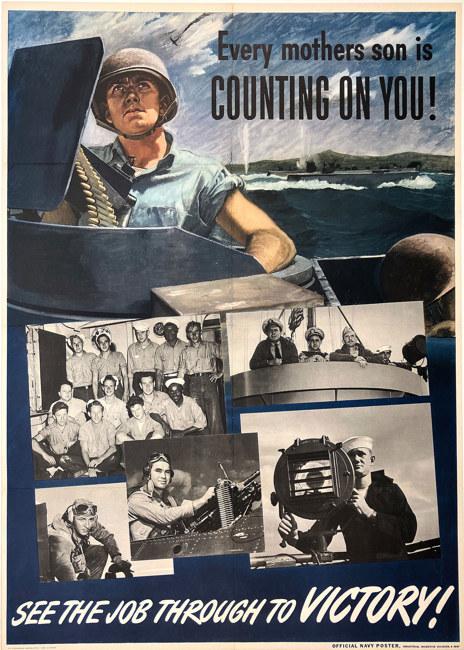 Original Vintage WWII Every Mothers Son Is Counting On You Poster 1944 (1 of 1)