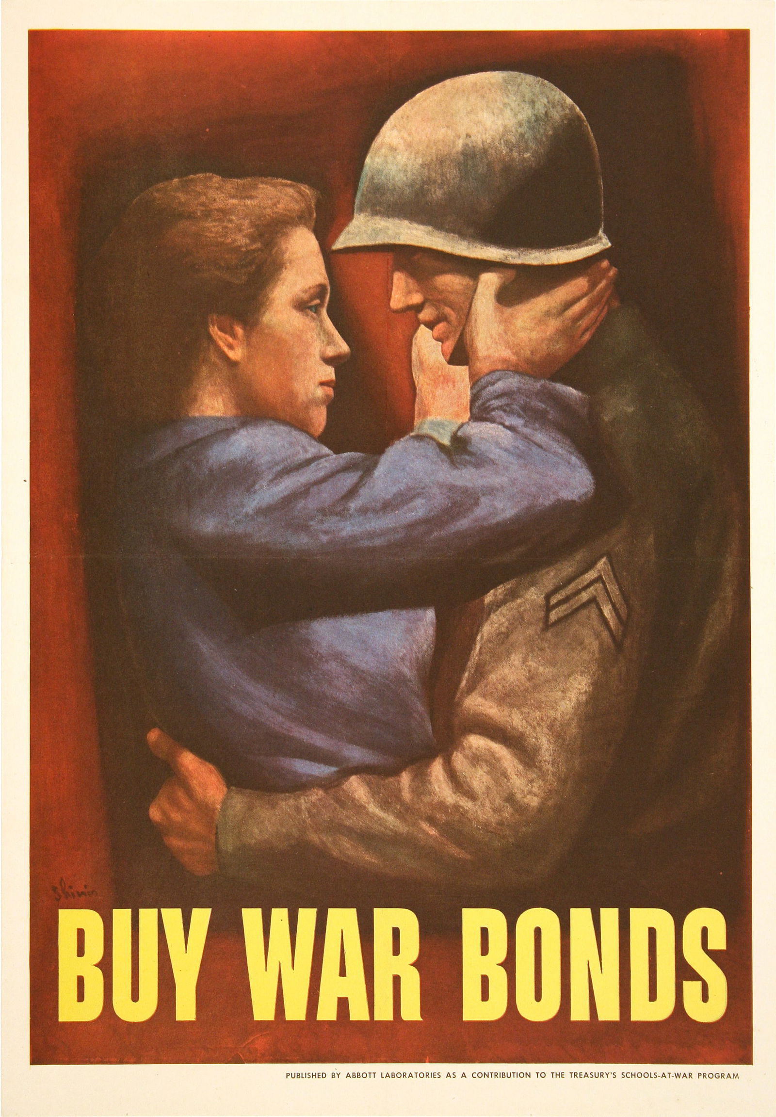 Original World War II Abbott Labs Poster - Buy War Bonds by Symeon Shimin 1943 (1 of 1)