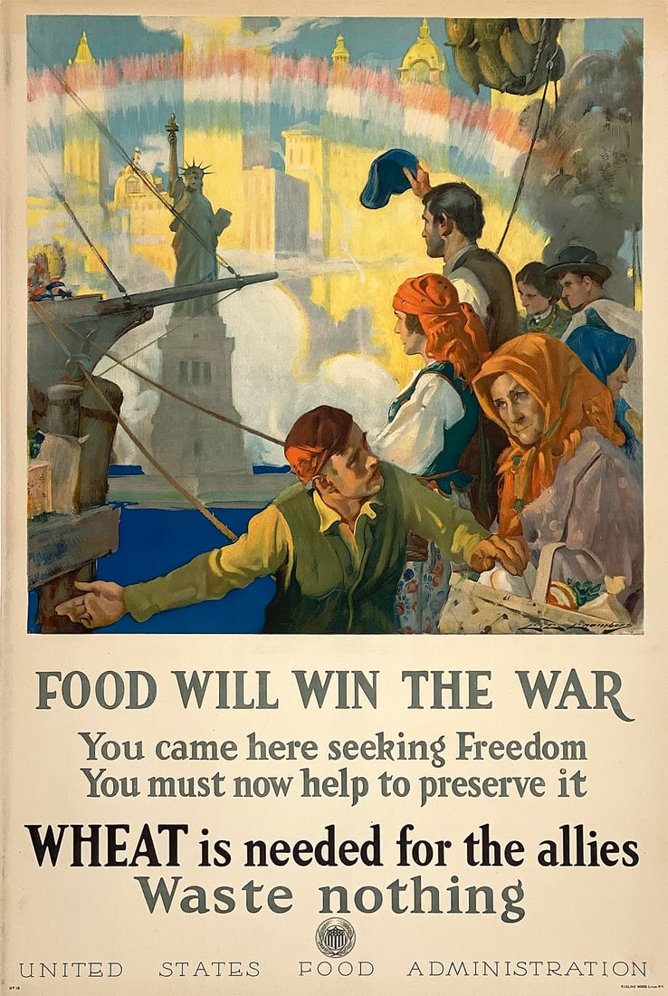 Original Vintage WWI Food will Win the War Poster by Chambers c1917 Statue of Liberty (1 of 1)
