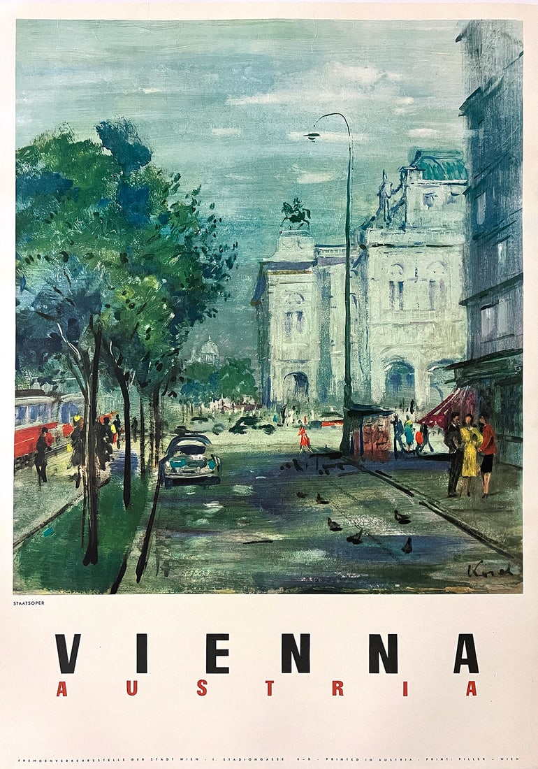 Original Vintage Vienna Austria Staatsoper ( Opera House) Poster by Karo C1955 (1 of 1)