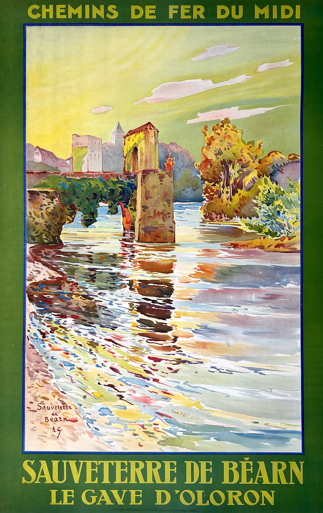 Original Vintage Sauveterre de Bearn French Poster C1915 (1 of 1)