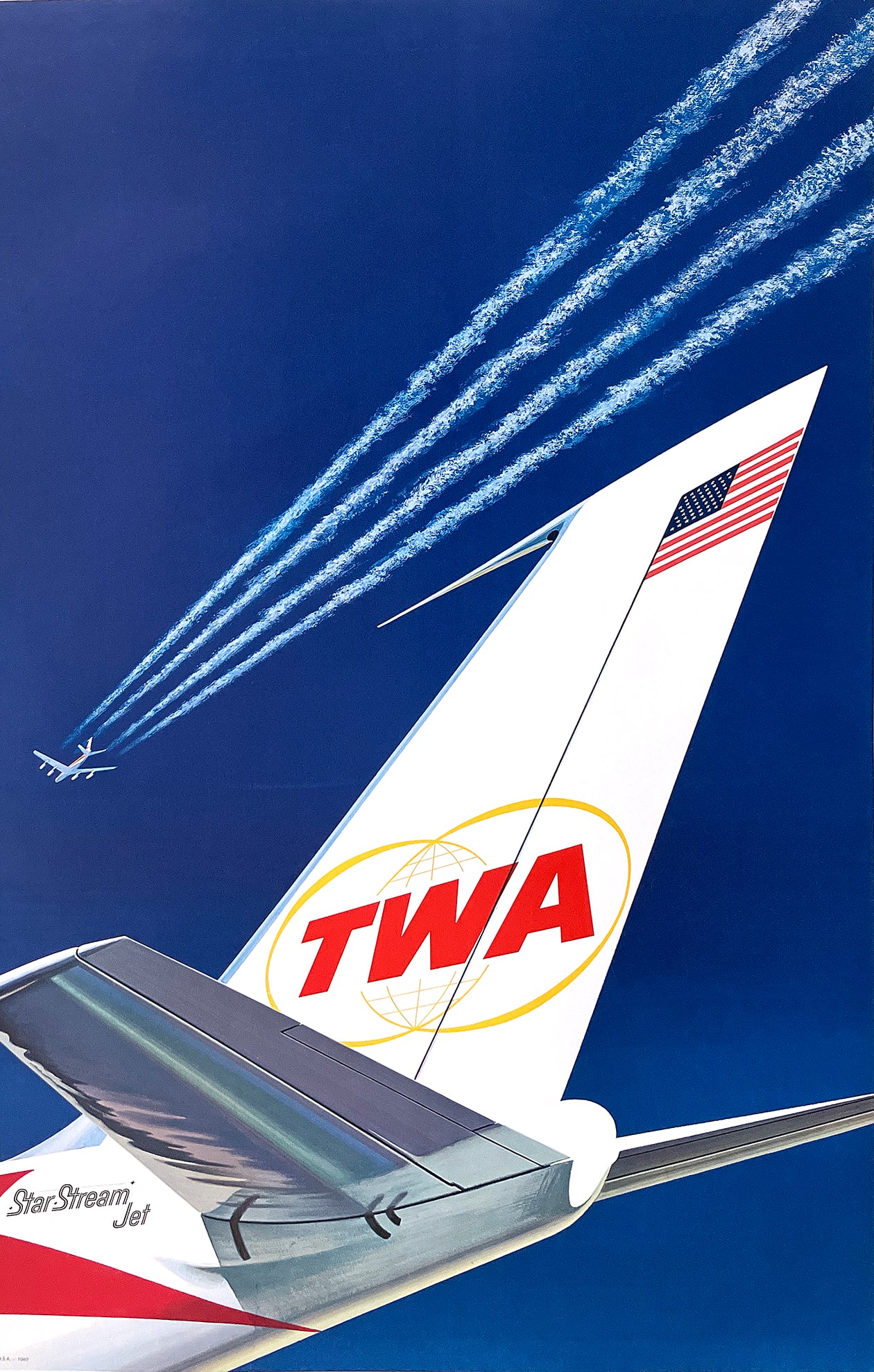 Original Vintage David Klein Poster TWA Star Stream C1960 (1 of 1)
