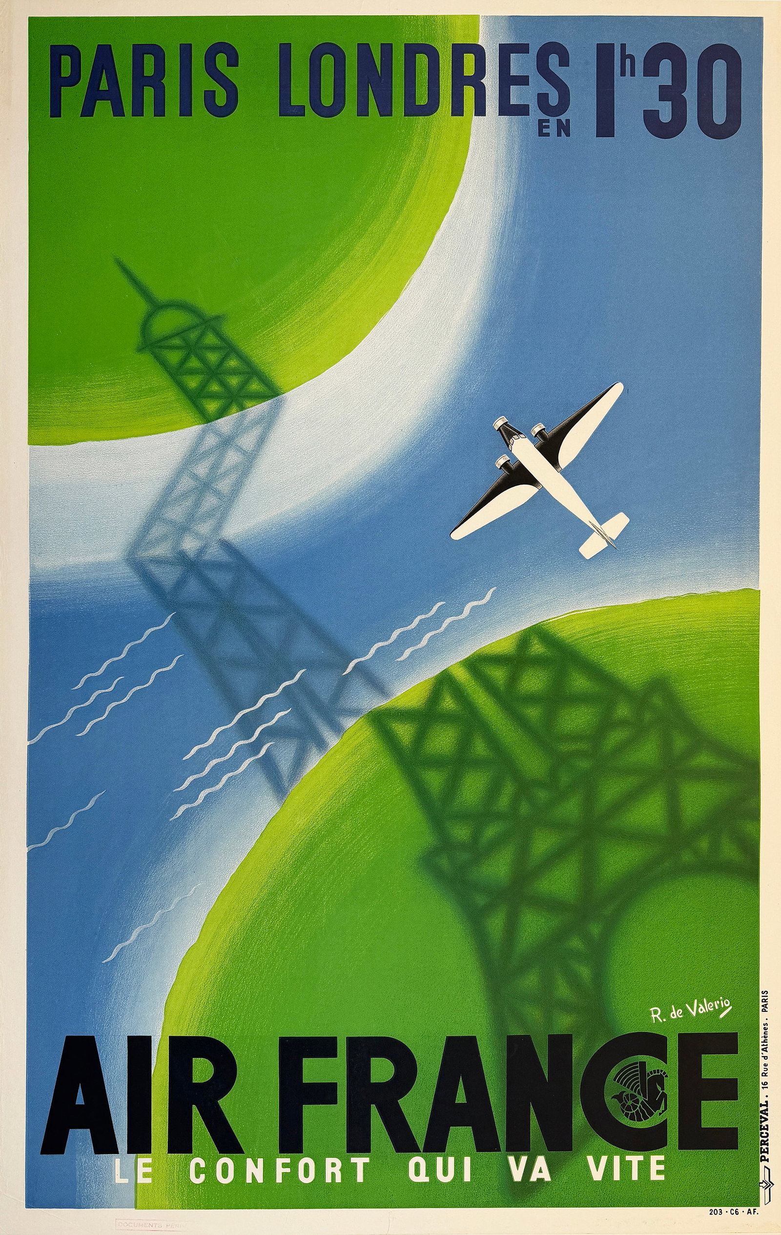 Original Vintage Air France - Paris A Londres Poster by DeValerio 1936 (1 of 1)