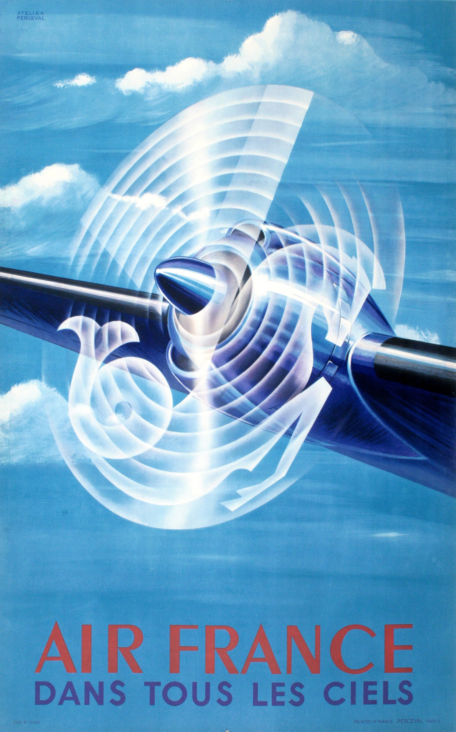 Orignial Vintage Air France - Dans Tous Les Ciels Poster by Perceval 1948 (1 of 1)