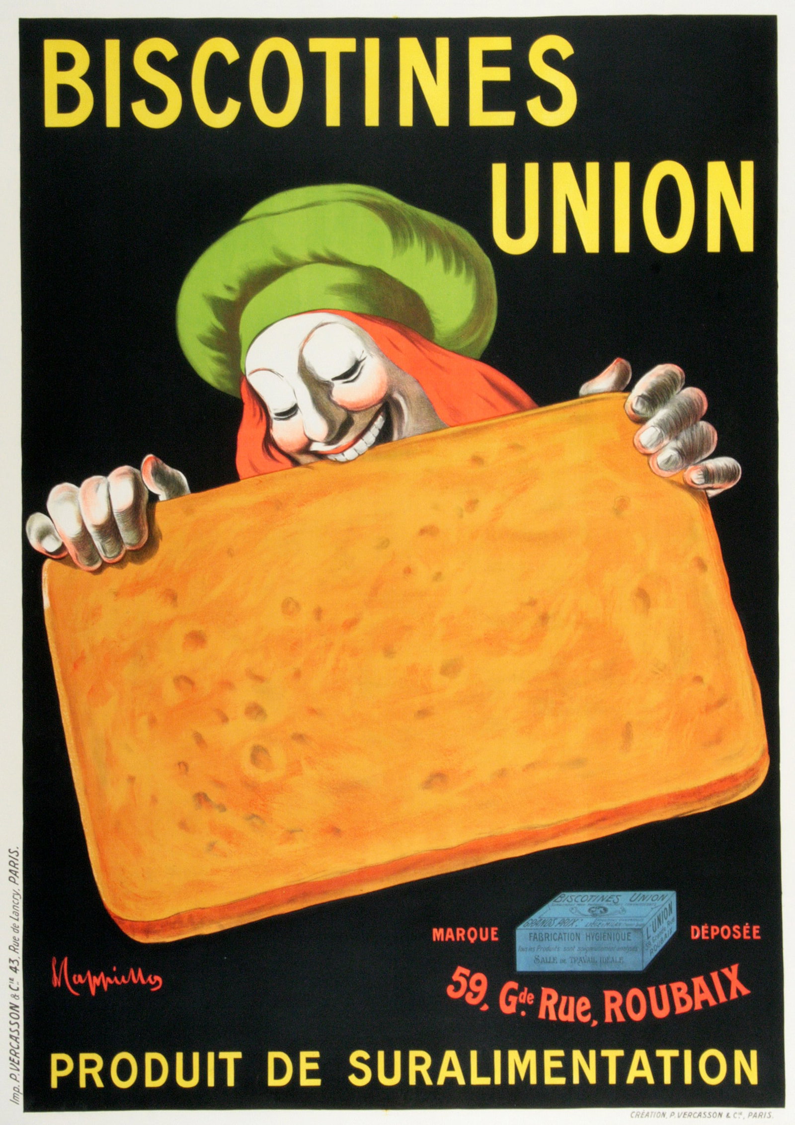 Original Vintage Cappiello Poster Biscotines Union 1906 (1 of 1)