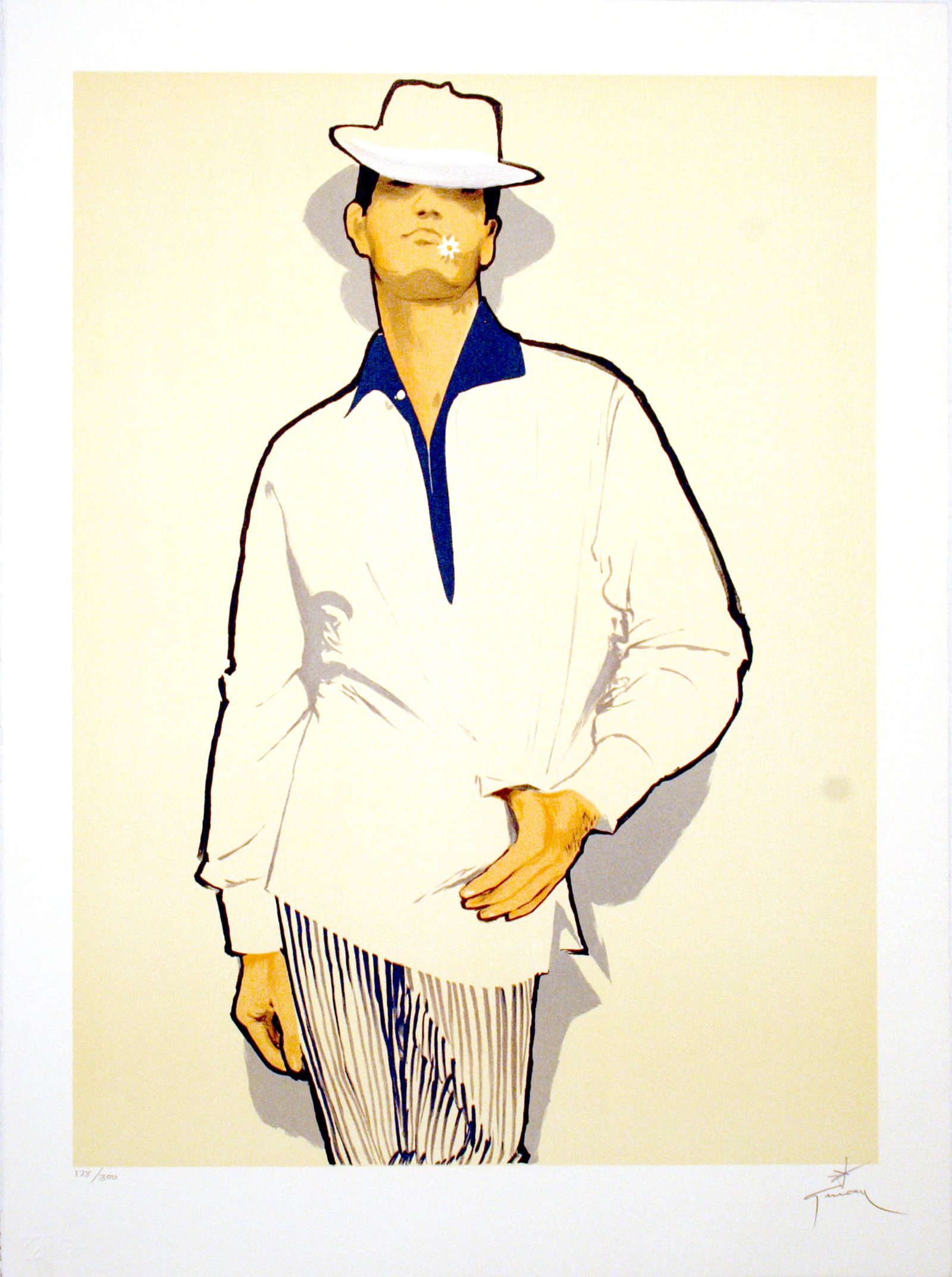 Rene Gruau Hand signed and Numbered Print c1989 Cover of Club Magazine: Rene Gruau (1909-2004) is one of the most recognized poster artists of the 21st Century. Gruau was a fashion illustrator whose exaggerated portrayal of fashion design through painting has had a lastin