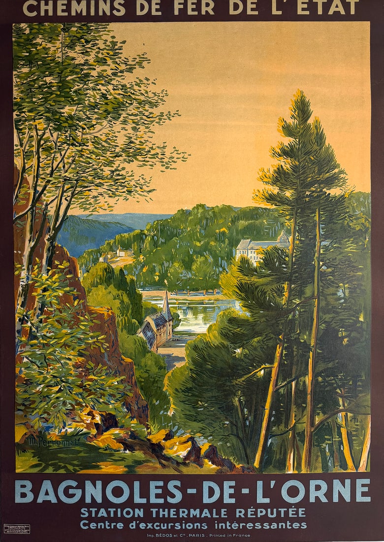 Original Vintage Bagnoles de L'Orne French Rail Poster by Maurice Perronnet C1925 (1 of 1)