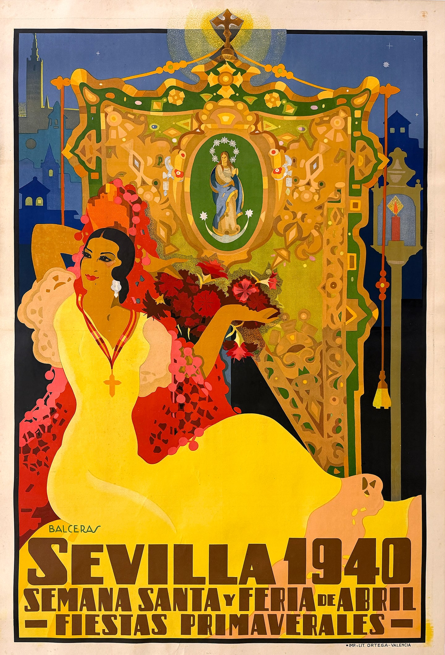 Original Vintage Sevilla Semana Santa 1940 Poster by Juan Balceras de Fuentes (1 of 1)