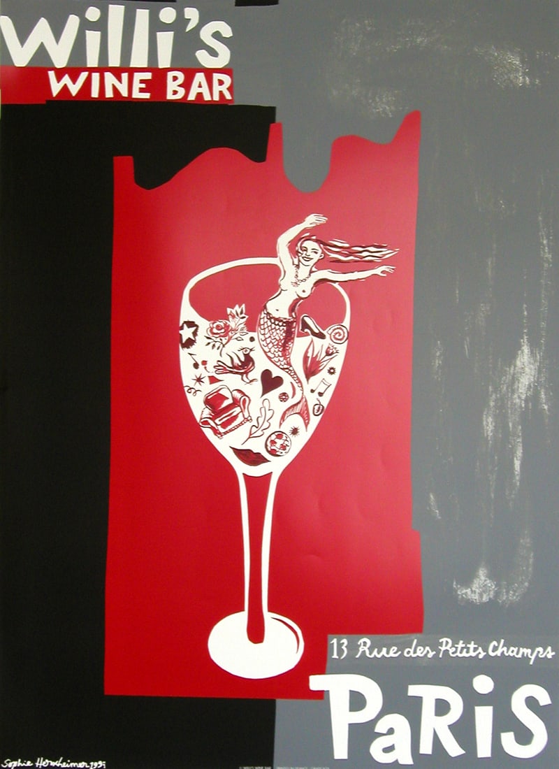 Willi’s Wine Bar Paris Original Vintage Poster 1997 by Herxheimer (1 of 2)